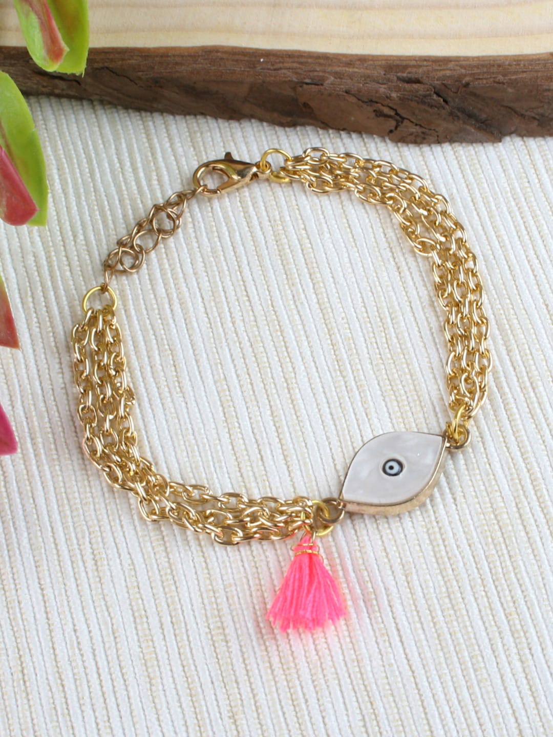 

Asthetika Kids Girls Gold-Plated Mother of Pearl Link Bracelet, White