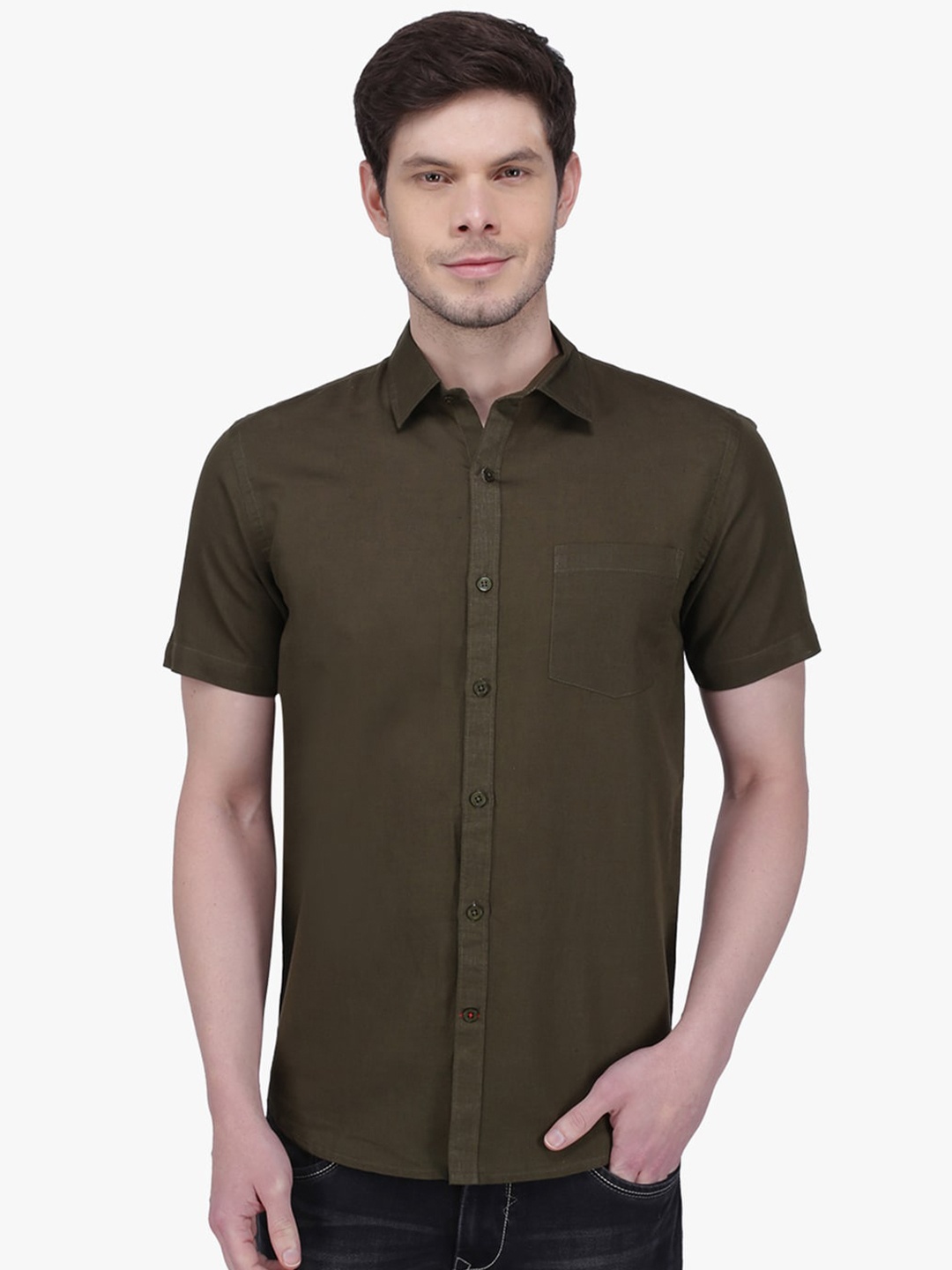 Southbay Men Smart Tailored Fit Formal Shirt, Olive