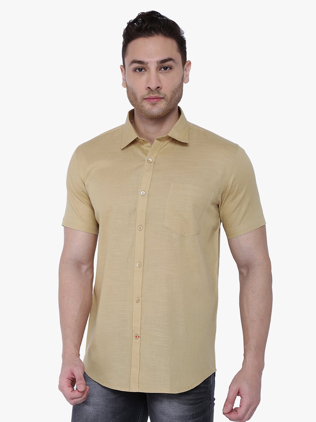 

Southbay Men Smart Tailored Fit Formal Shirt, Beige