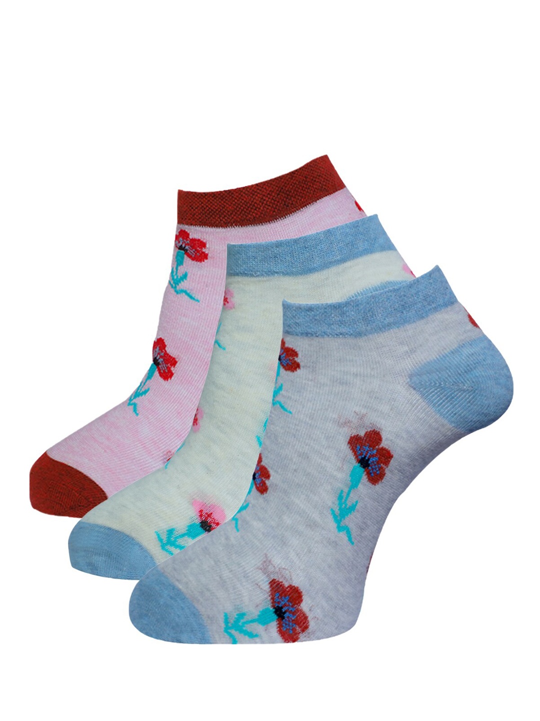 

Dollar Socks Women Pack of 3 Assorted Cotton Ankle Length Socks