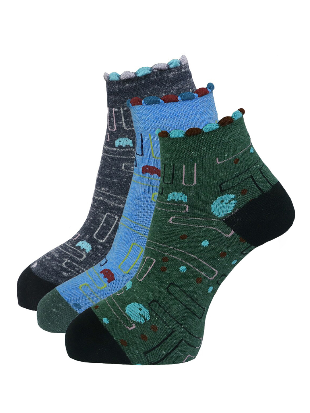 

Dollar Socks Women Pack Of 3 Assorted Cotton Ankle-Length Socks
