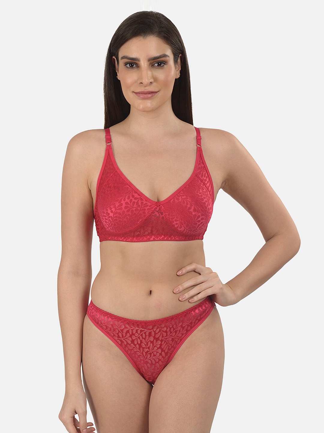

mod & shy Self-Design Lace Lingerie, Pink