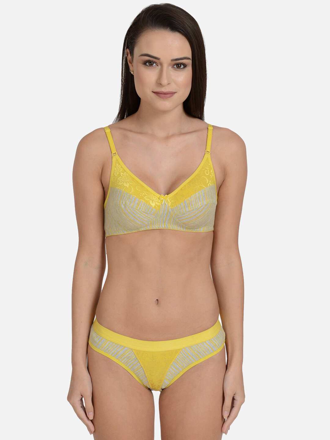 

mod & shy Striped Lingerie Set, Yellow