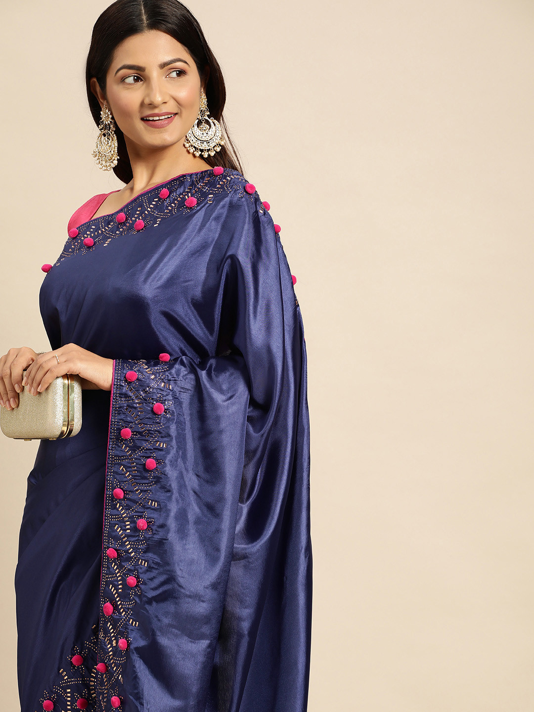 

M M Venture Embellished Paper Silk Venkatgiri Saree, Blue
