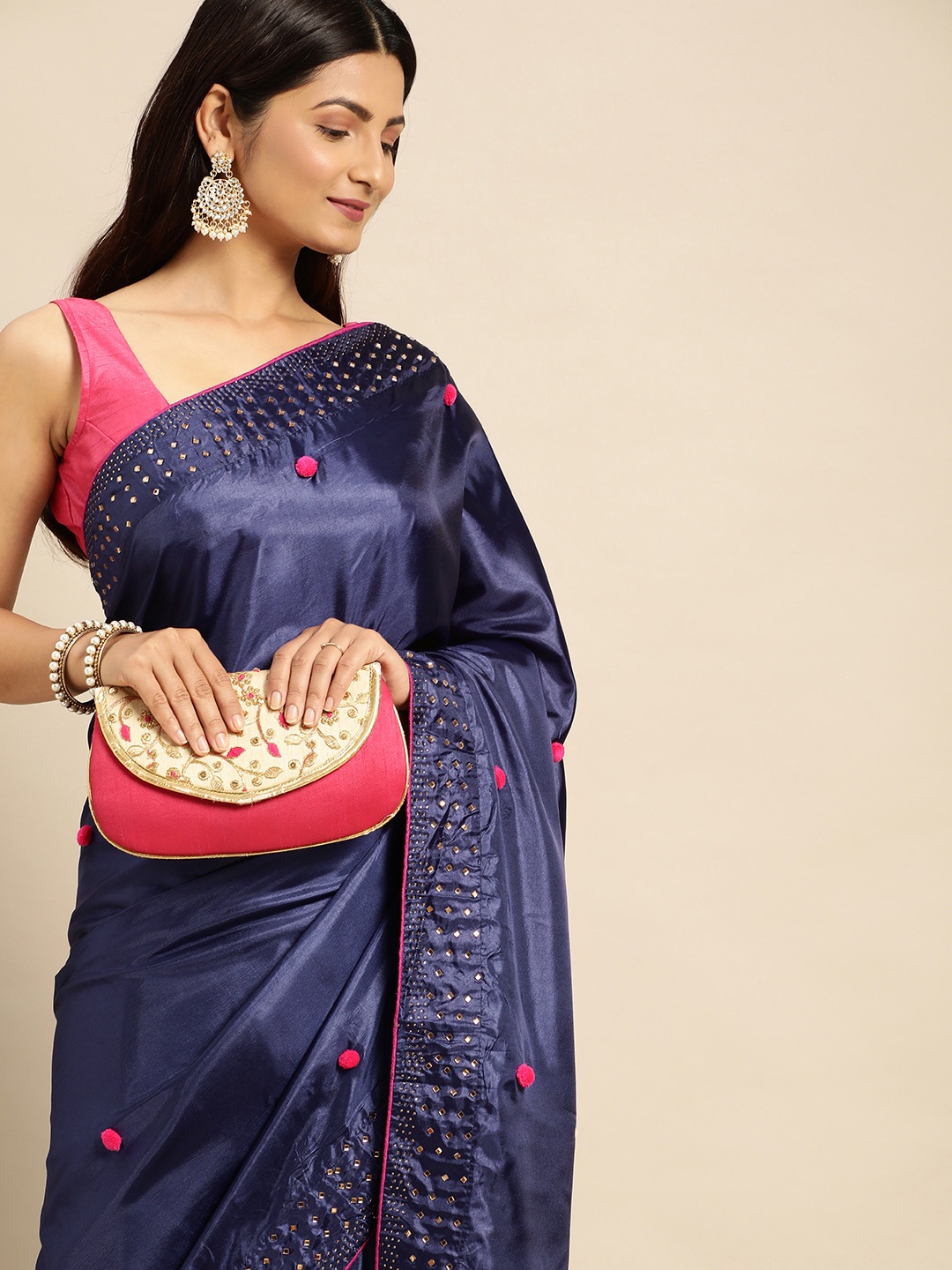 

M M Venture Embellished Paper Silk Venkatgiri Saree, Blue