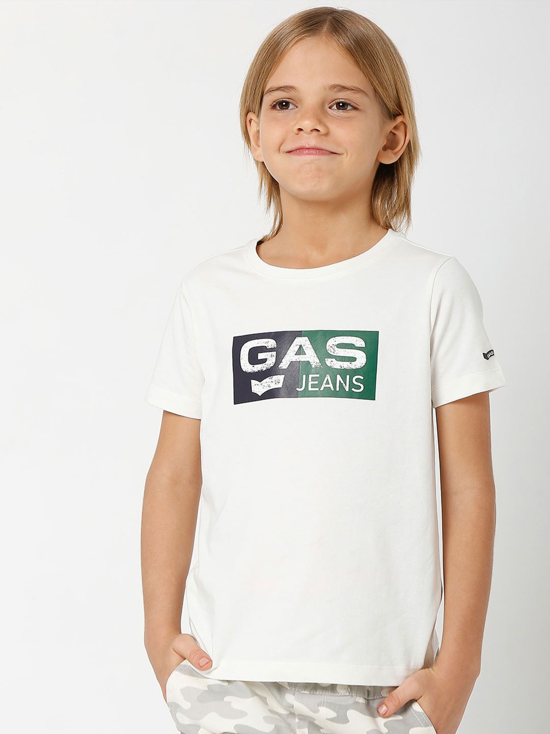 

GAS Boys Typography Printed T-shirt, White