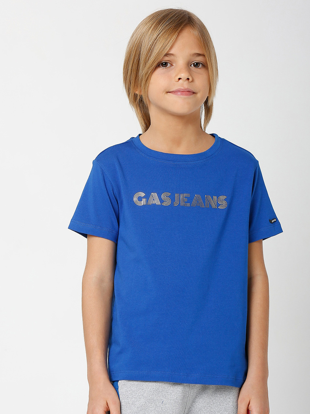 

GAS Boys Typography Printed Extended Sleeves Slim Fit T-shirt, Blue