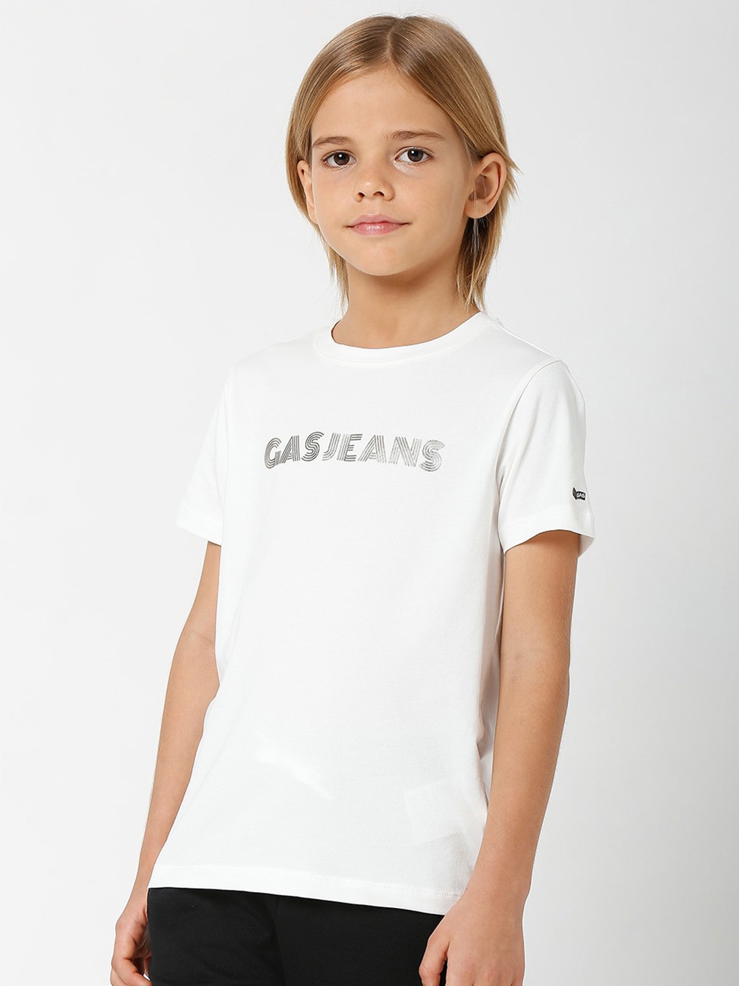 

GAS Boys Typography Printed Slim Fit Cotton T-shirt, White