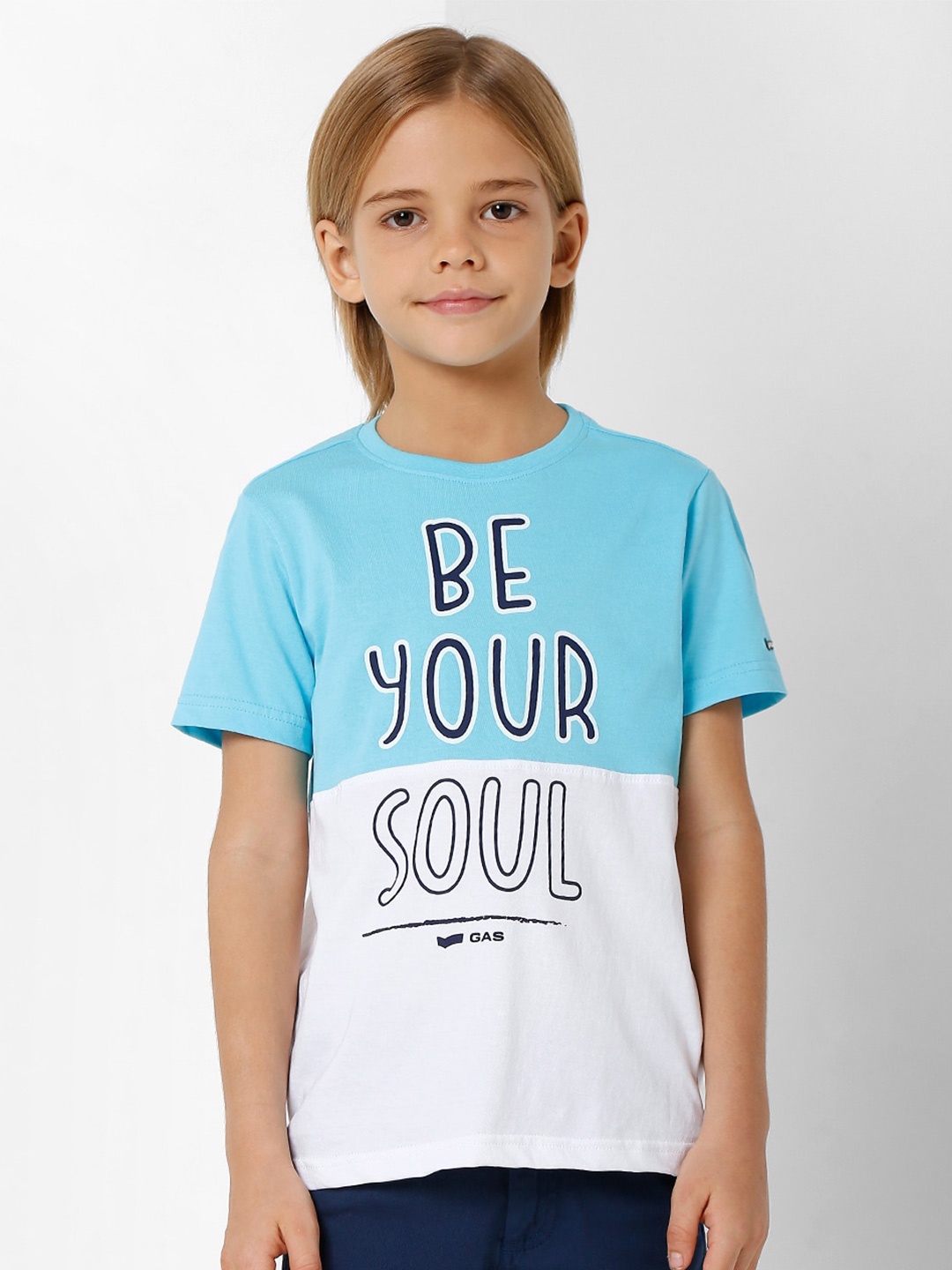 

GAS Boys Typography Printed Slim Fit Cotton T-shirt, White