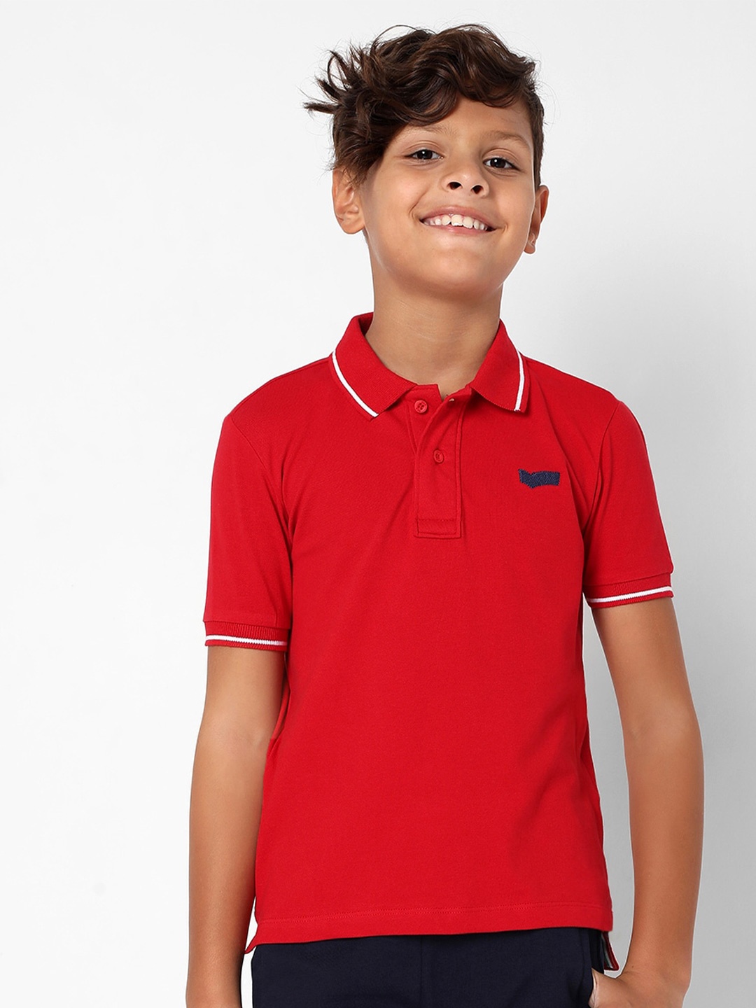 

GAS Boys Polo Collar Slim Fit Cotton T-shirt, Red