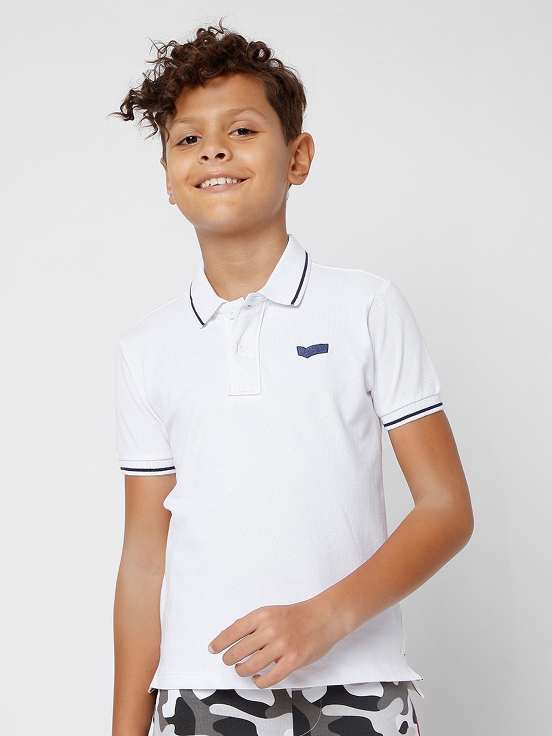 

GAS Boys Polo Collar Slim Fit Cotton T-shirt, White