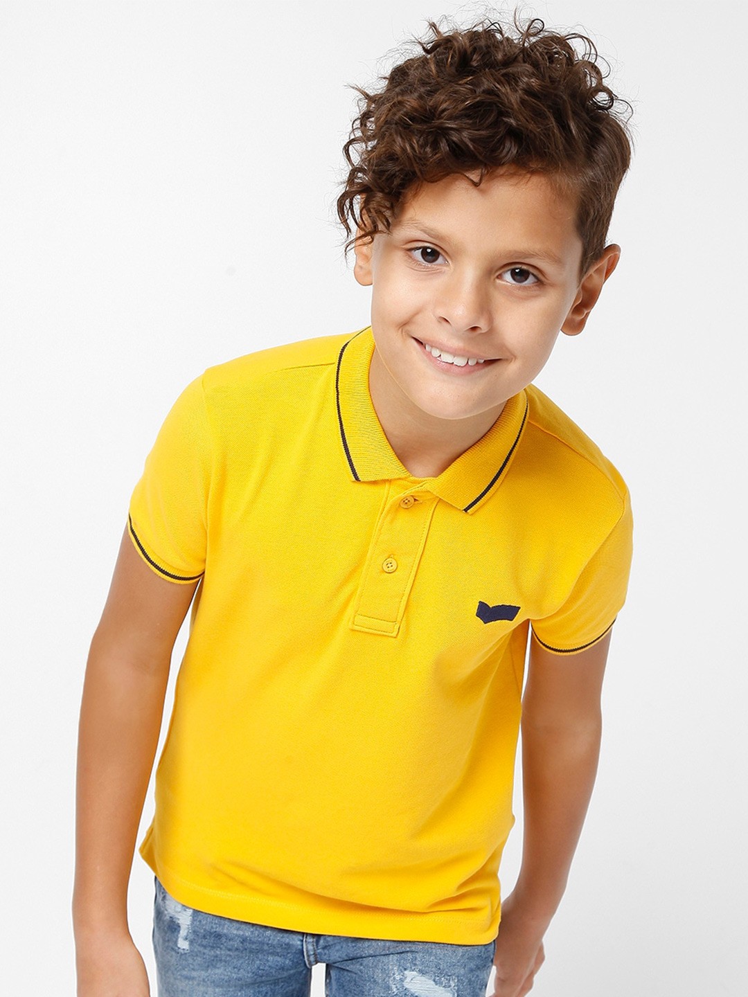

GAS Boys Polo Collar Slim Fit Cotton T-shirt, Yellow