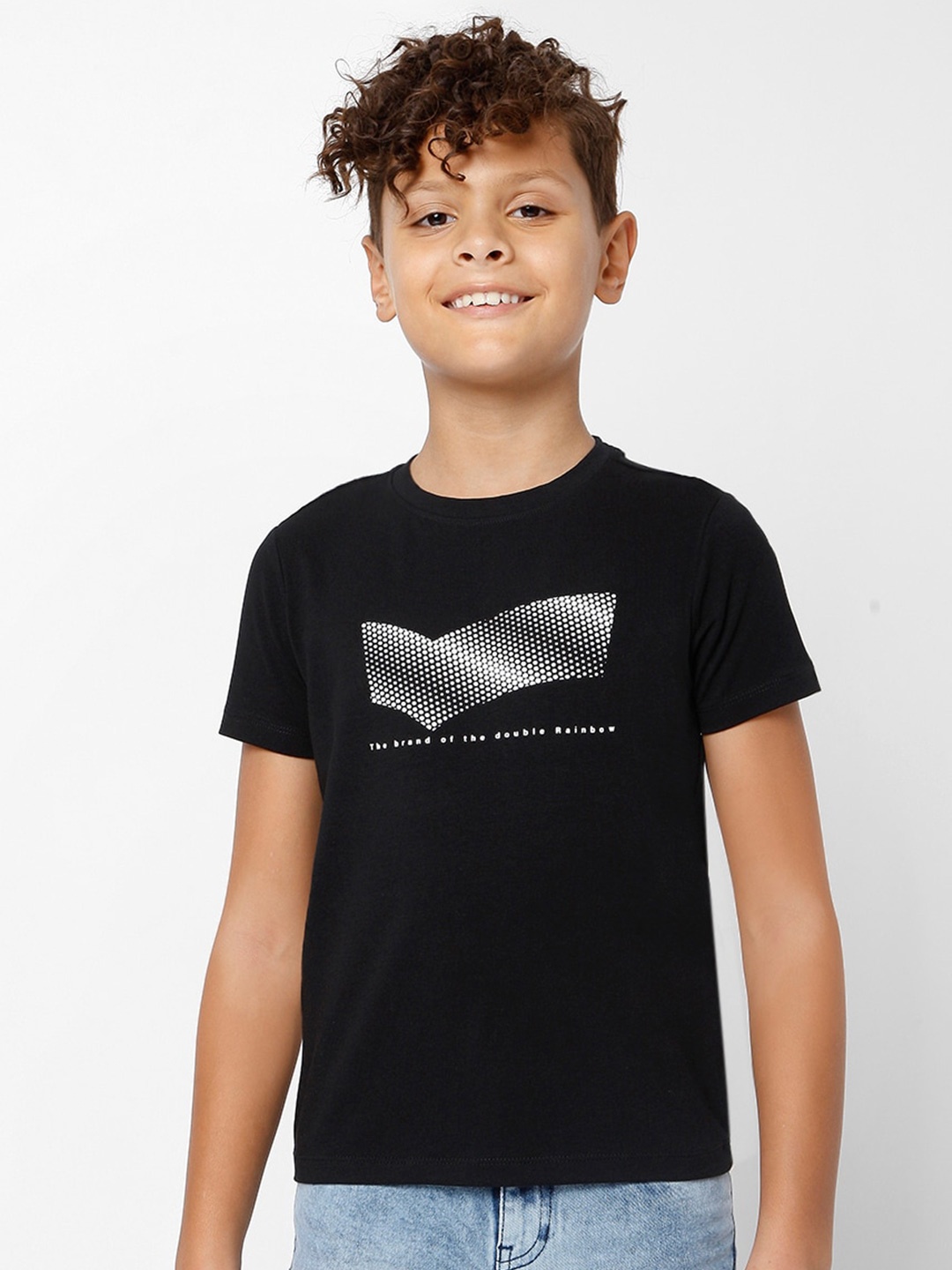 

GAS Boys Typography Printed Slim Fit Round Neck Cotton T-shirt, Black