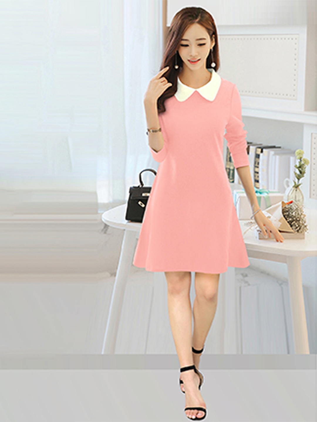 

FAVRIZ Peach-Coloured A-Line Dress