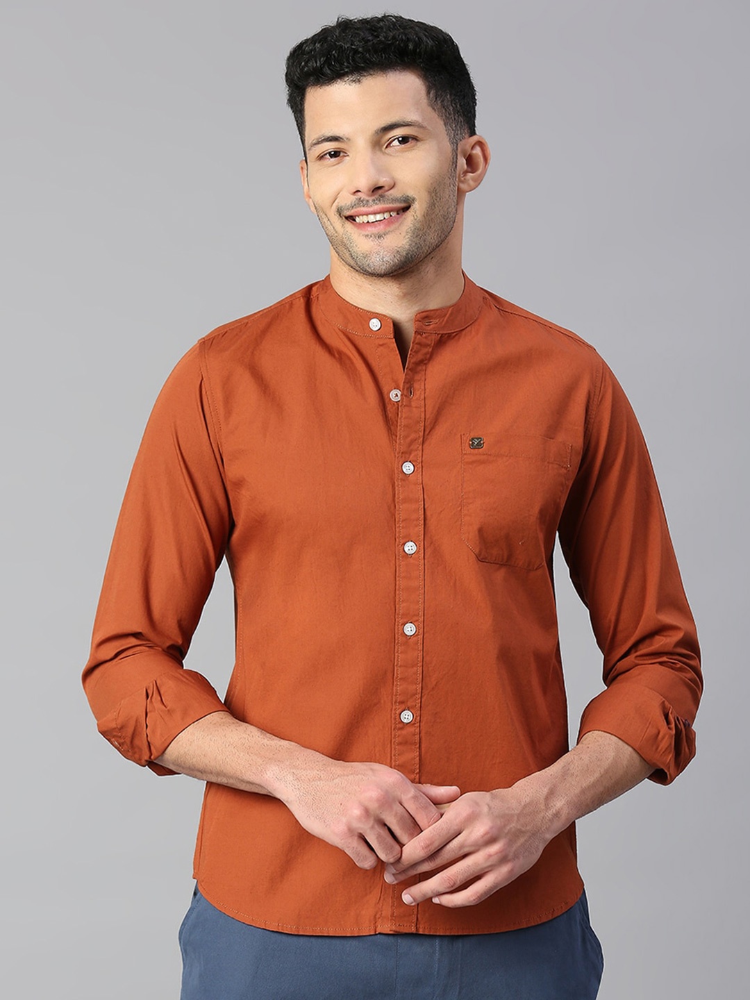 

Hubberholme Men Cotton Classic Casual Shirt, Rust