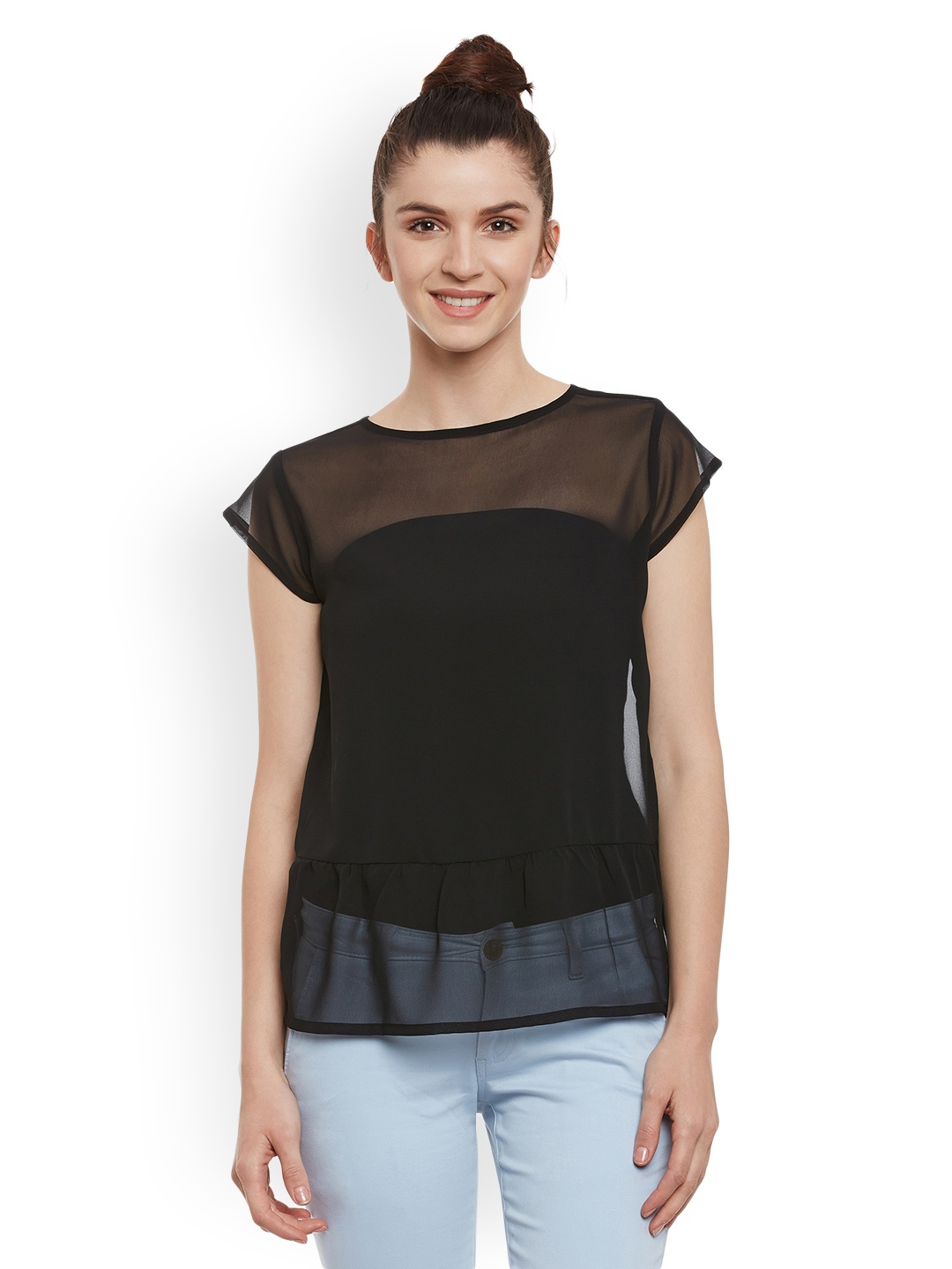 

Miss Chase Women Black Solid Regular Top