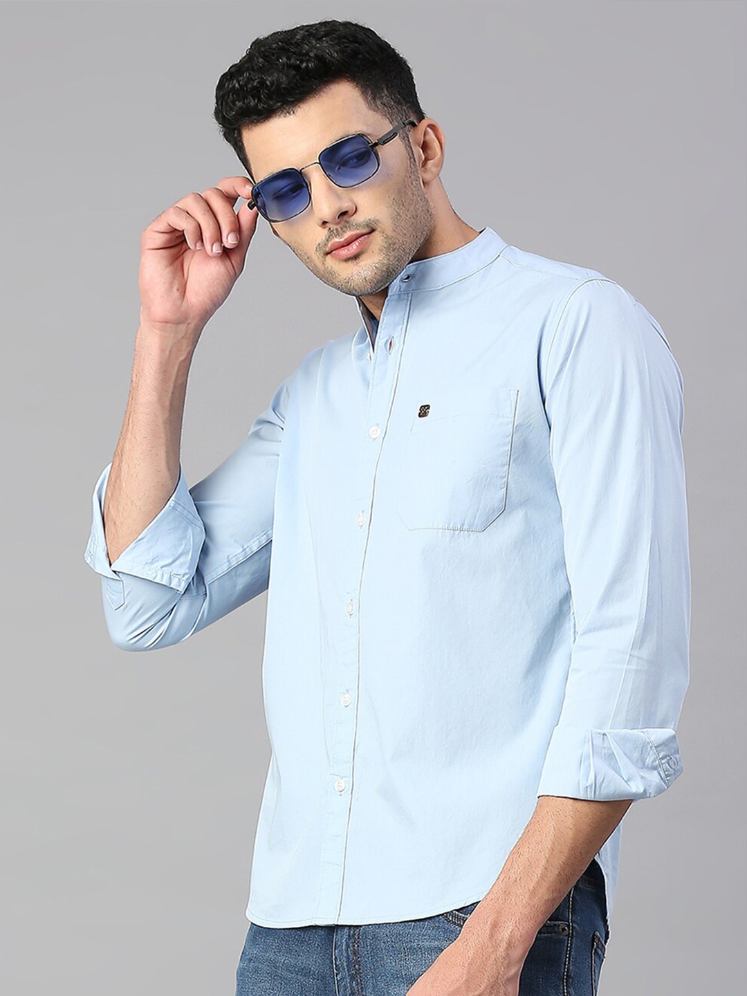 

Hubberholme Men Cotton Classic Casual Shirt, Blue