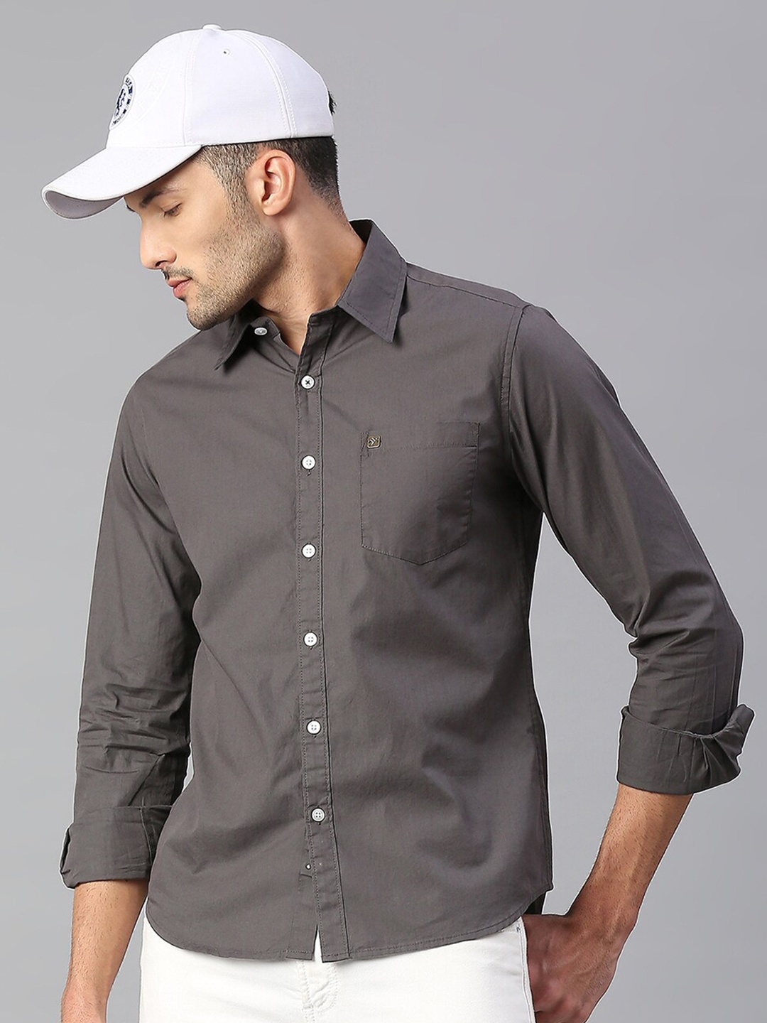 

Hubberholme Men Cotton Classic Casual Shirt, Grey