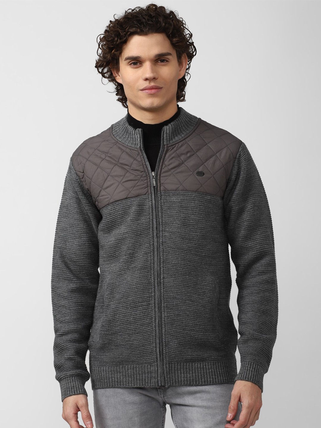 

Peter England Casuals Round Neck Acrylic Cardigan Sweater, Grey