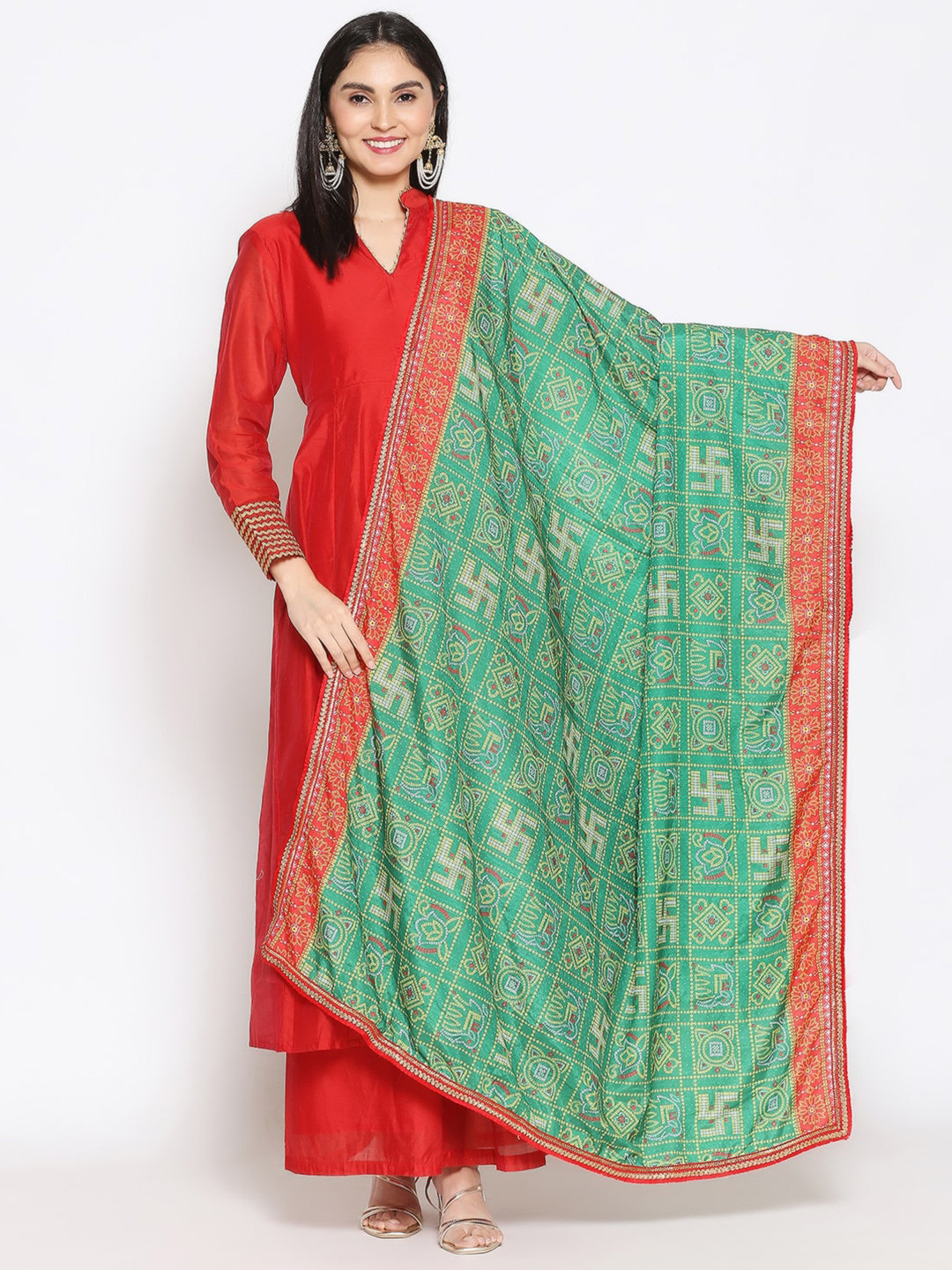 

Dupatta Bazaar Printed Dupatta, Green