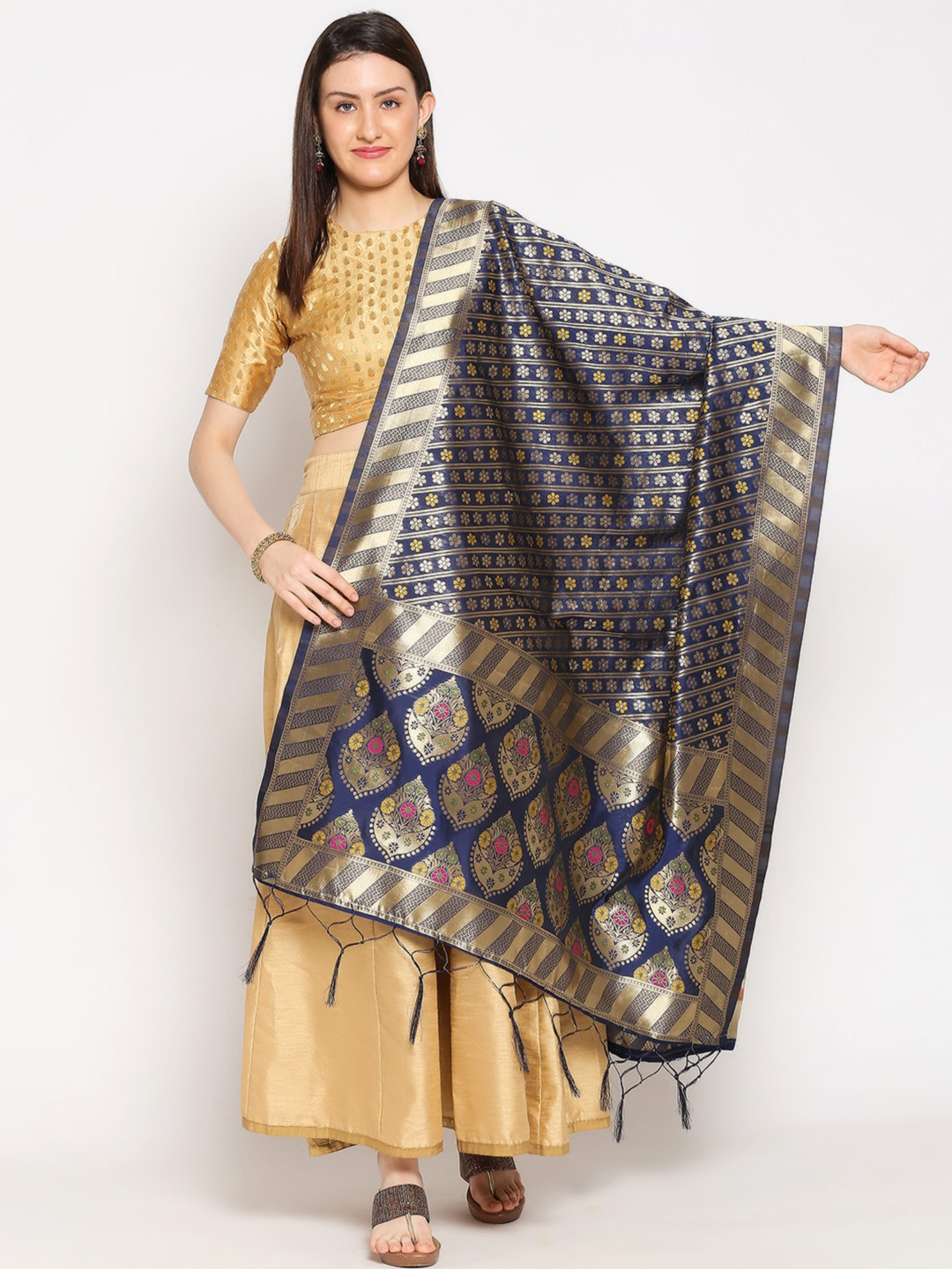 

Dupatta Bazaar Woven Design Dupatta, Navy blue
