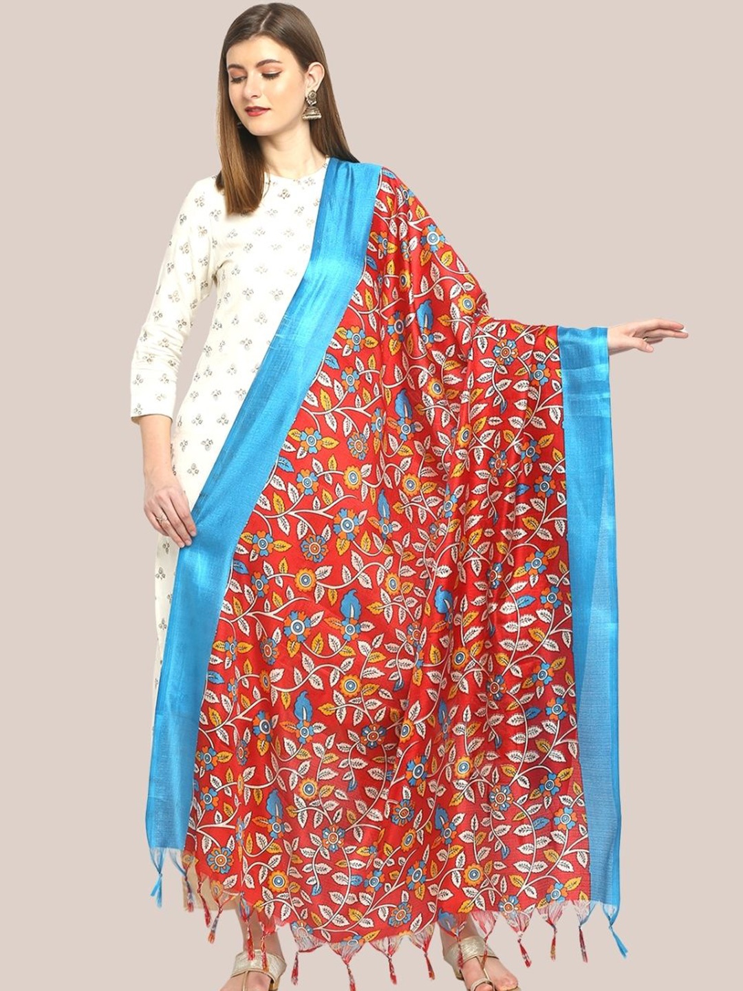 

Dupatta Bazaar Red & Blue Printed Dupatta