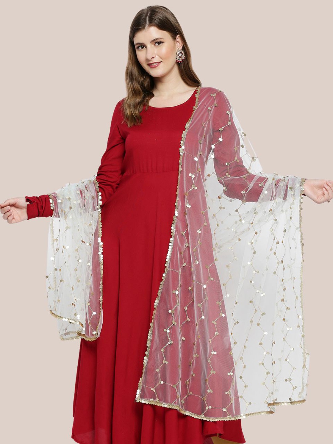 

Dupatta Bazaar Blue & Gold-Toned Ethnic Motifs Embroidered Dupatta with Sequinned