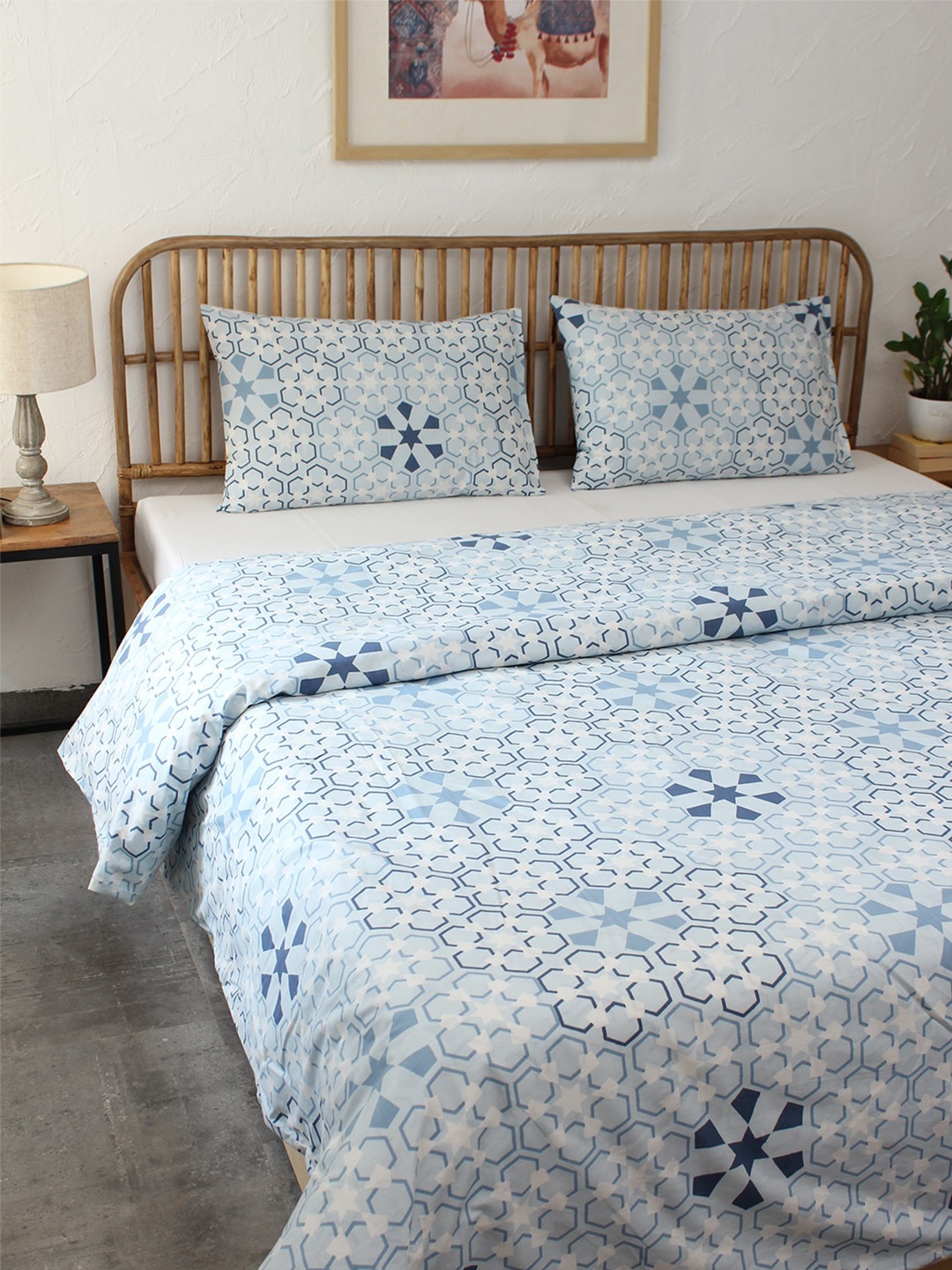 

House This Blue & White Geometric Mild Winter Cotton Double Bed Duvet