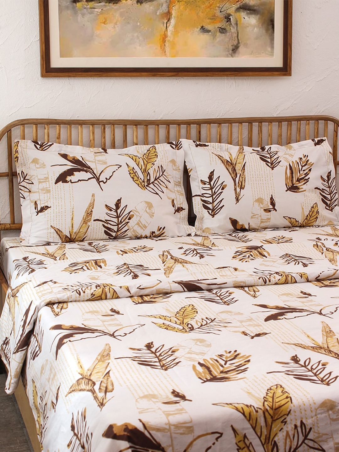 

House This White & Brown Floral Mild Winter Cotton Double Bed Dohar