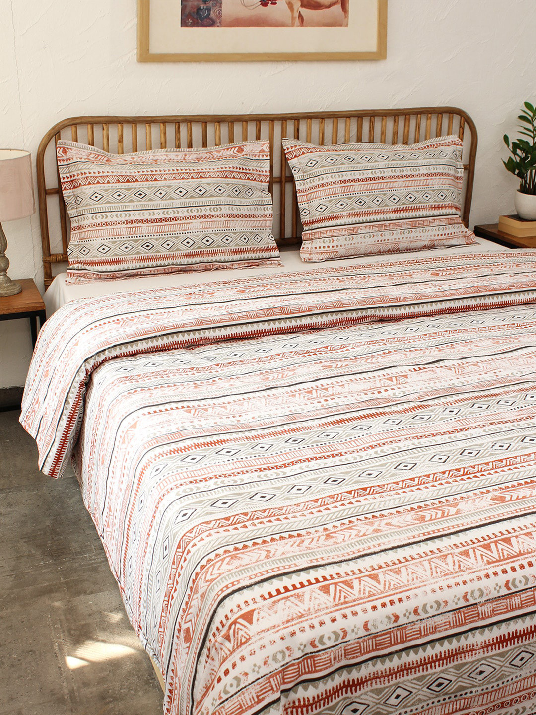 

House This Grey & Red Geometric Mild Winter Cotton Double Bed Dohar
