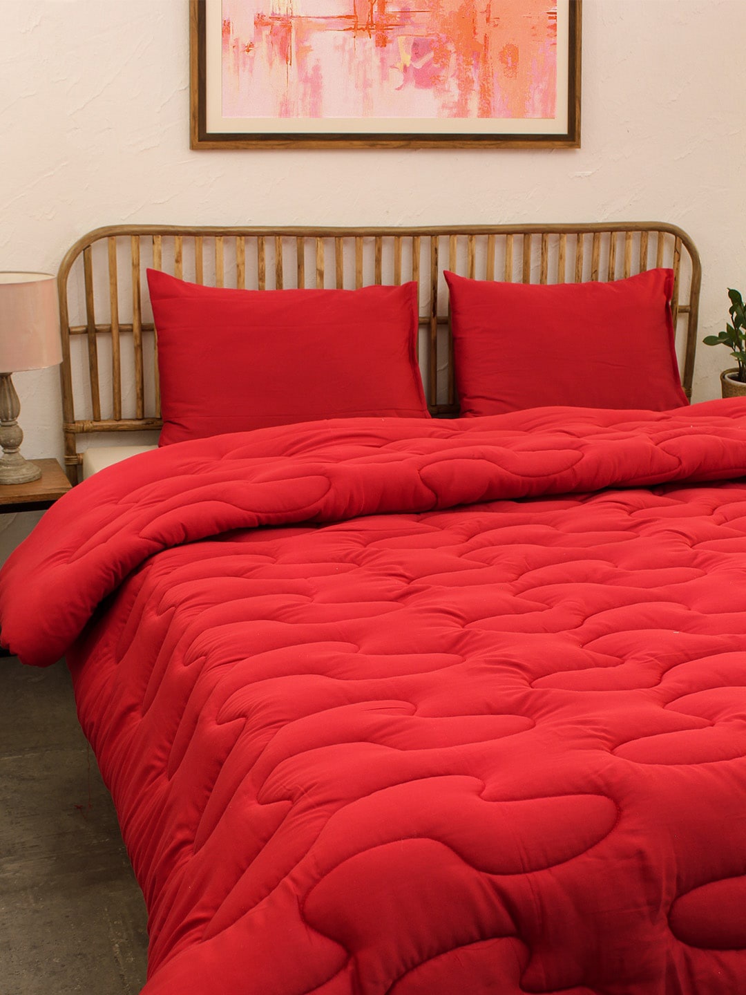 

House This Red Geometric Mild Winter Cotton Single Bed Comforter