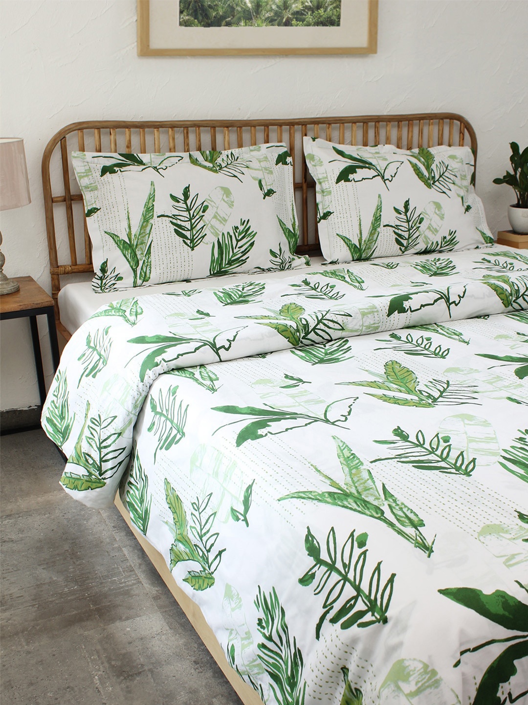 

House This White & Green Floral Mild Winter Cotton Double Bed Duvet