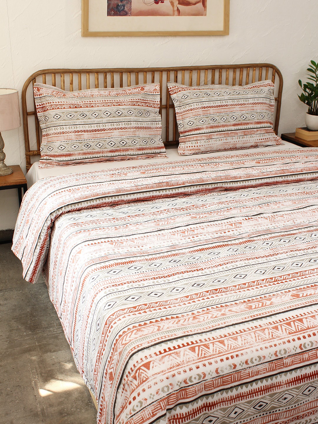 

House This Grey & Red Geometric Mild Winter Cotton Single Bed Dohar
