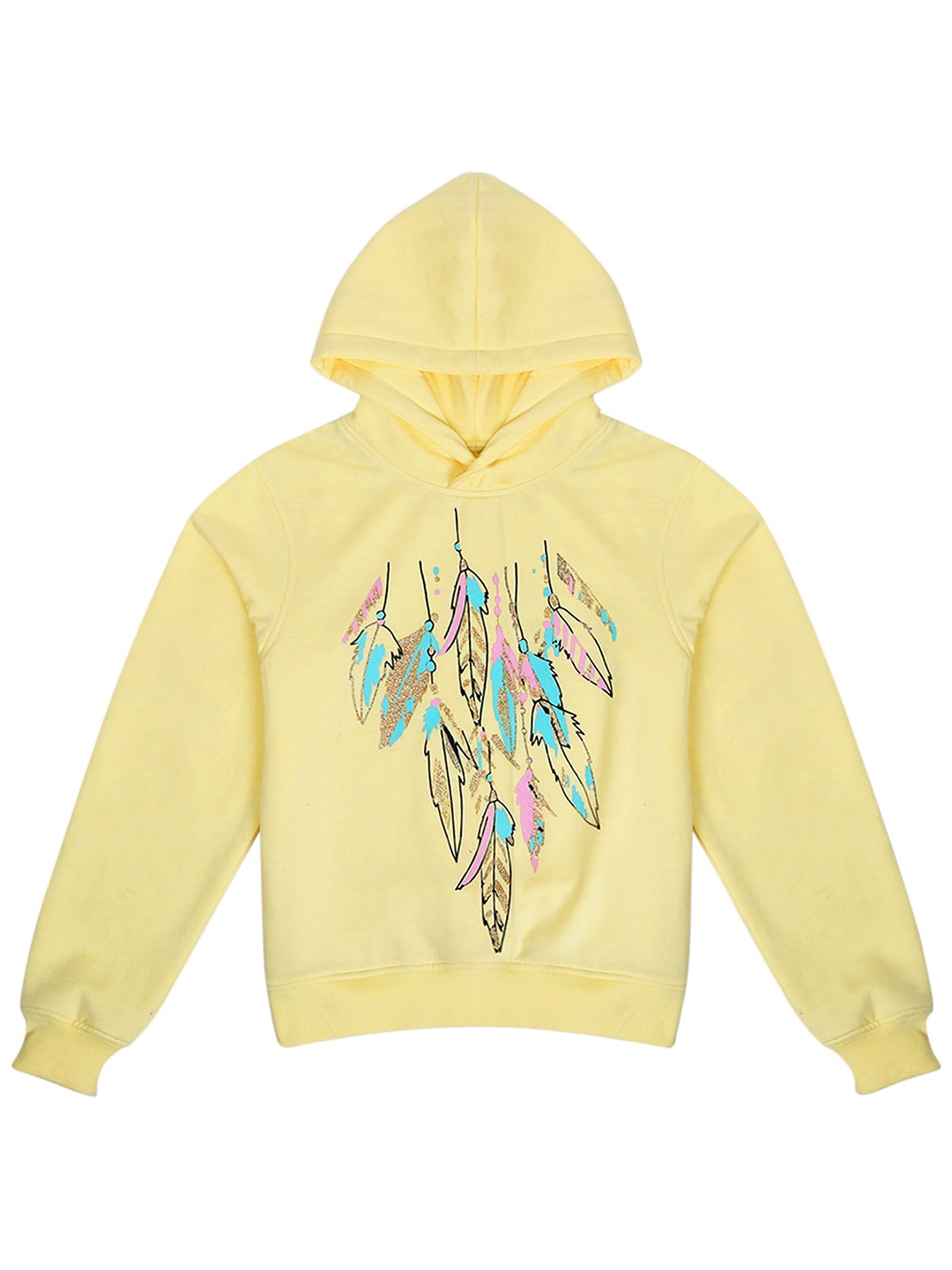 

pspeaches Girls Printed Hooded Sweatshirt, Yellow