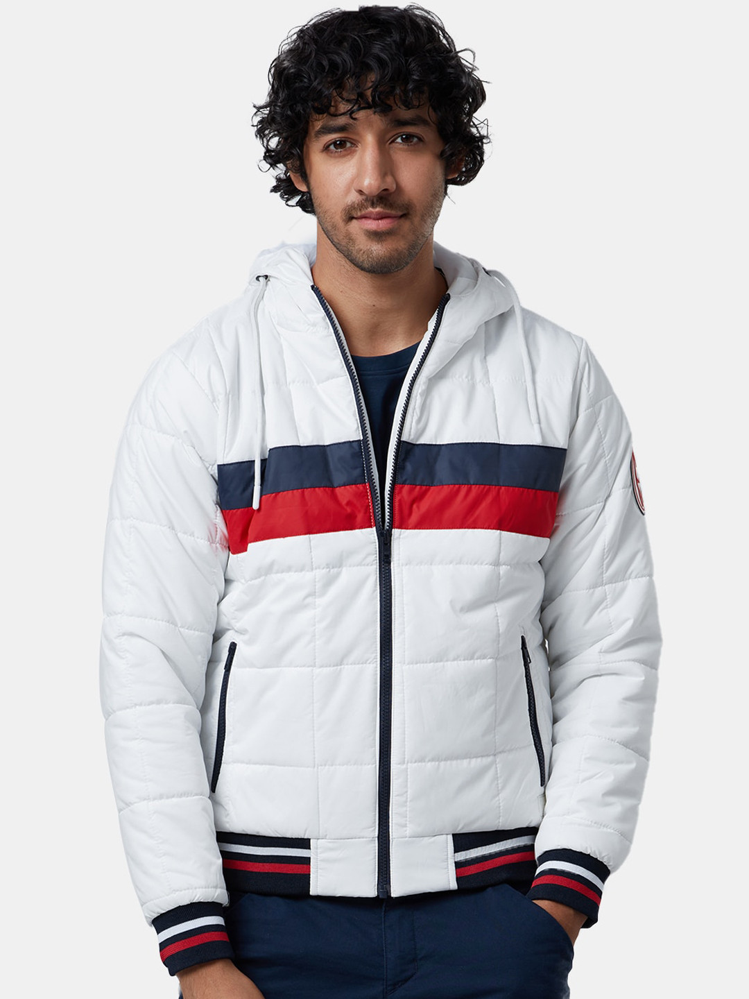 

The Souled Store Men Colourblocked Bomber Jacket, White