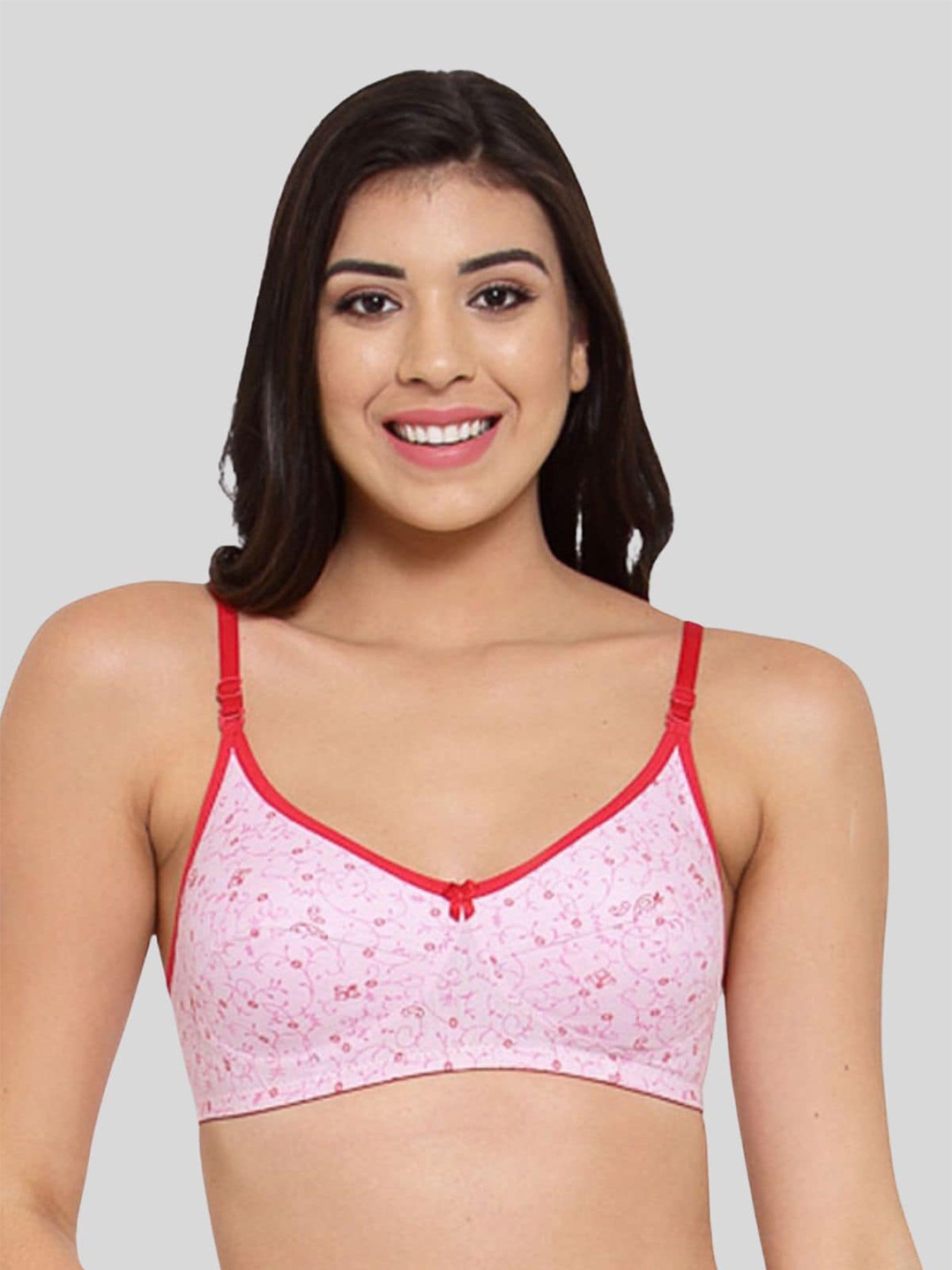 

Fasense Floral Printed Non-Padded Cotton Bra, Pink
