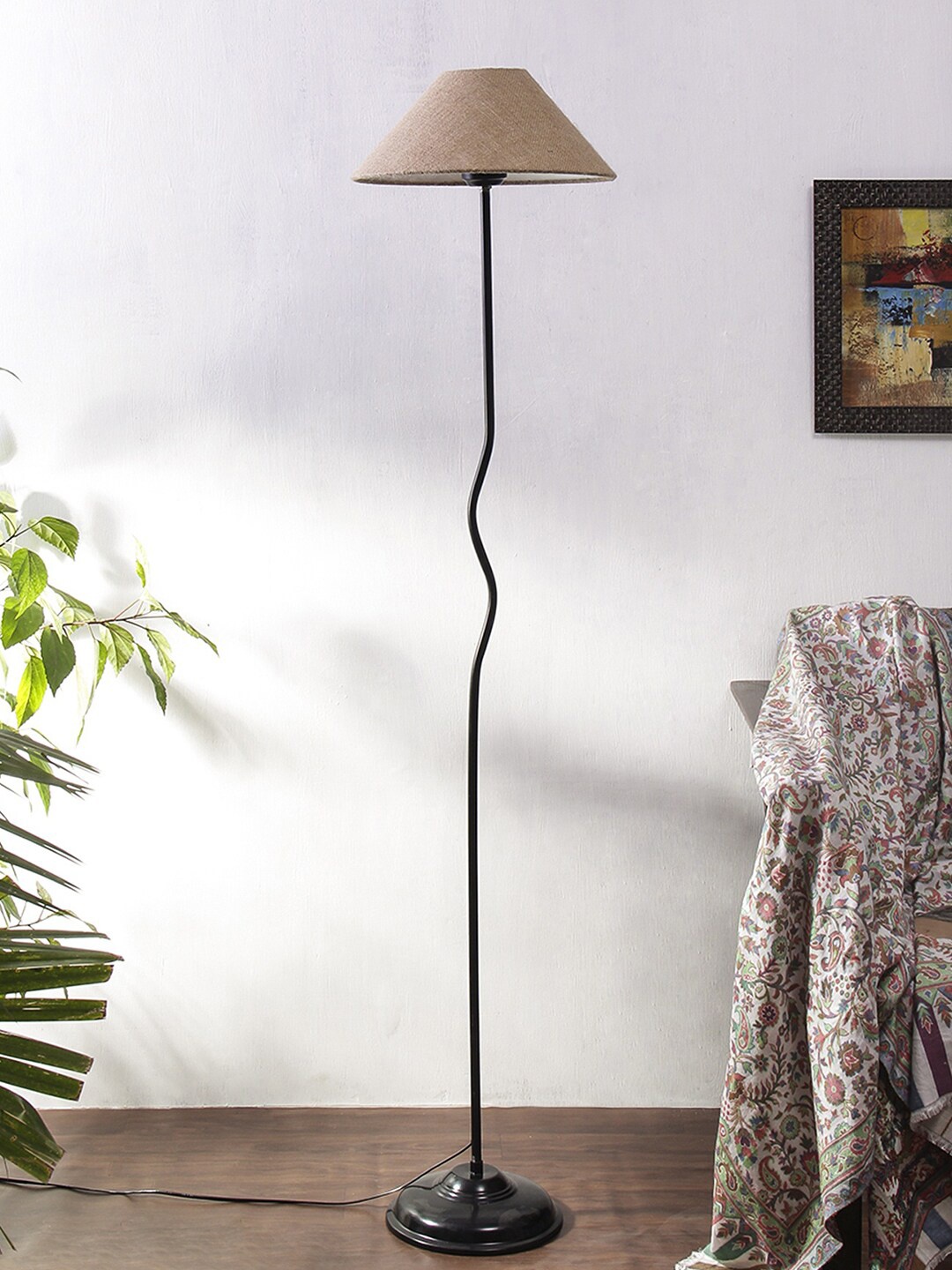 

Devansh Beige & Black Jute Shade with Iron Floor Lamp