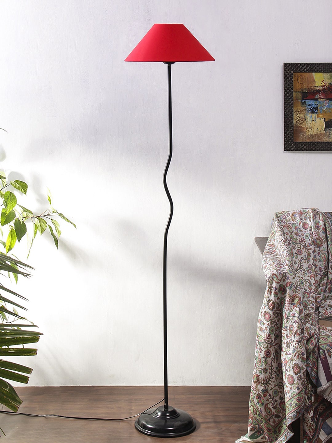 

Devansh Red & Black Cotton shade with Iron floor lamp