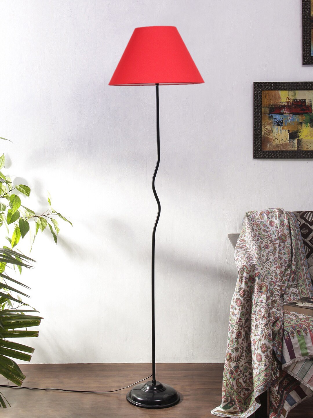 

Devansh Red & Black Cotton Shade with Iron Floor Lamp