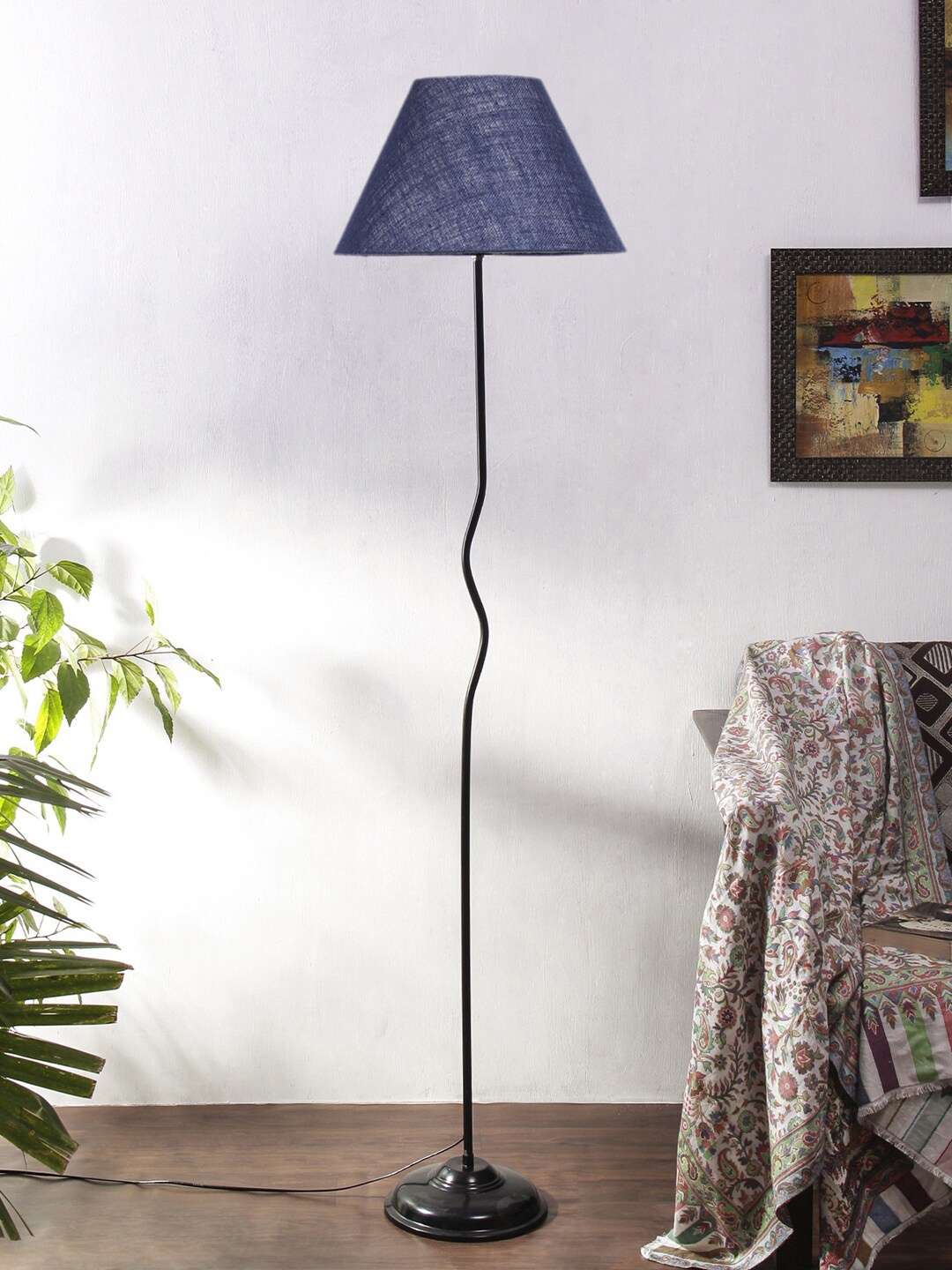 

Devansh Blue & Black Jute Shade with Iron Floor Lamp