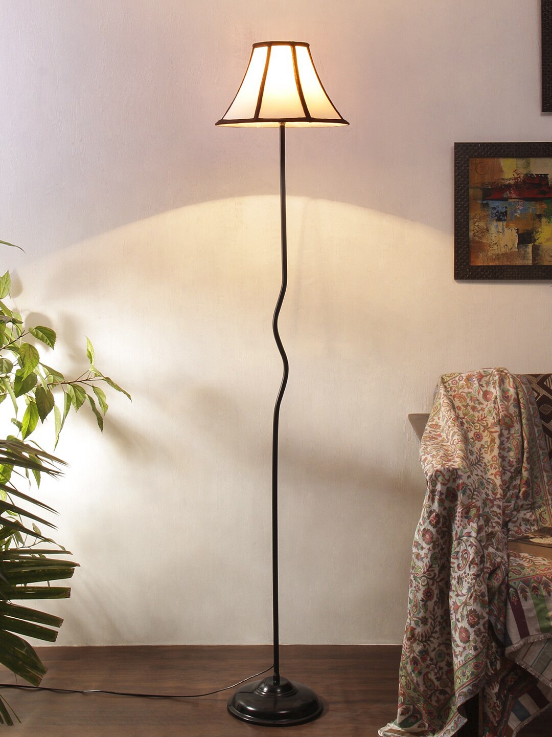 

Devansh White & Black Cotton Shade with Iron Floor Lamp