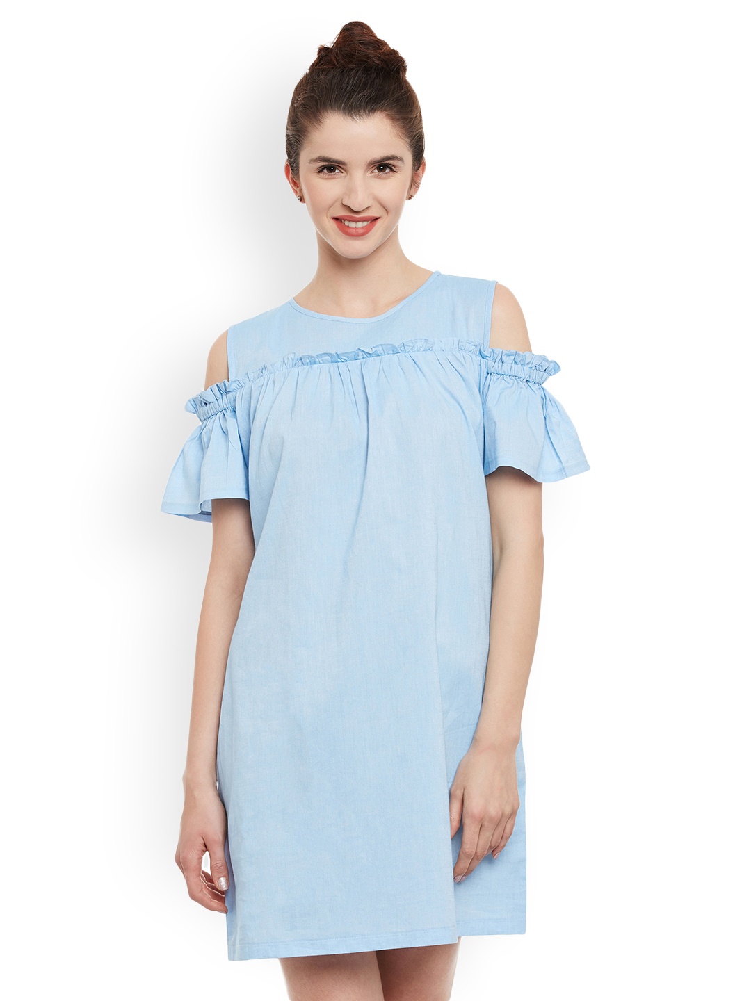 

Miss Chase Women Blue Solid Shift Dress