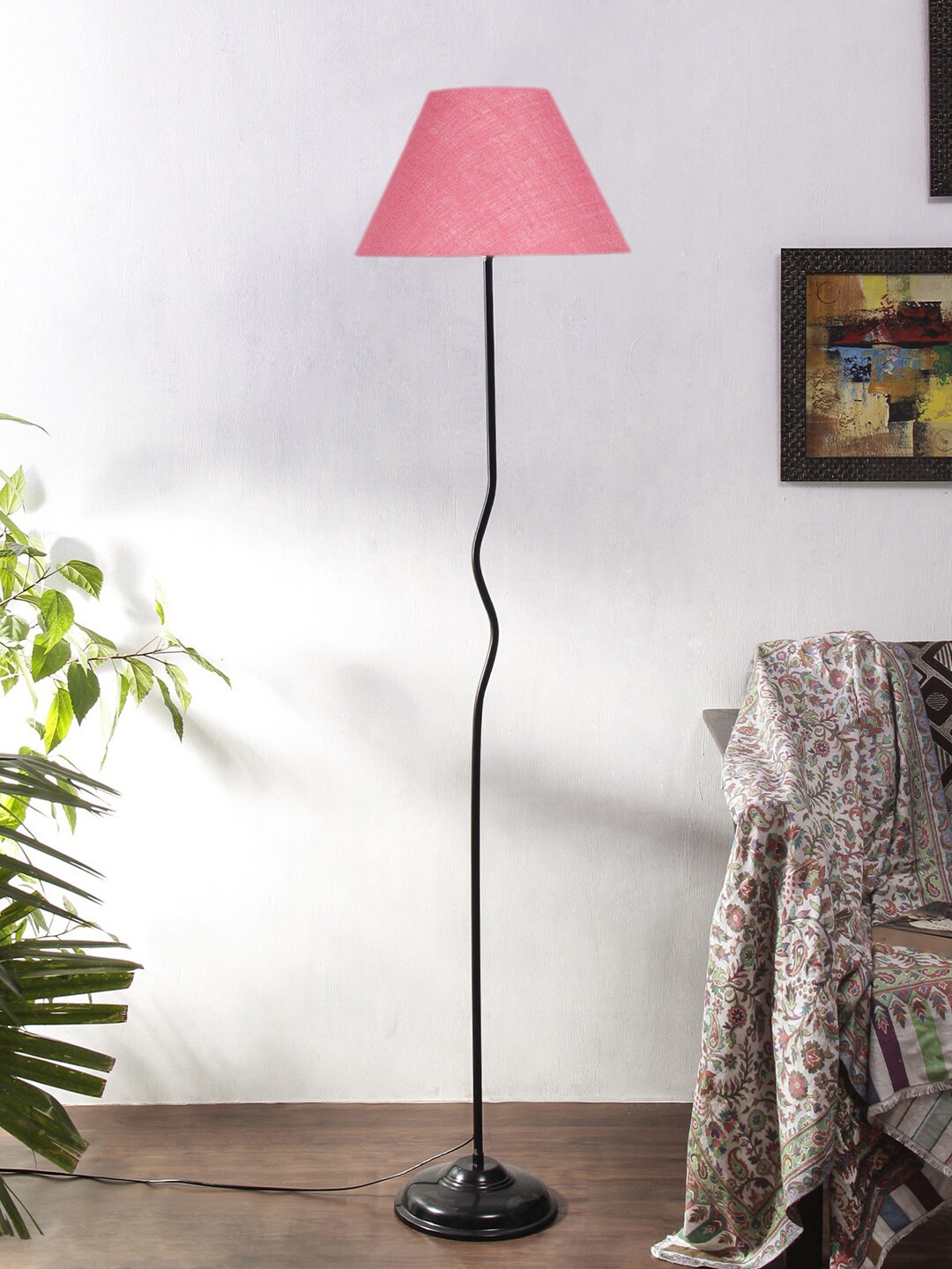 

Devansh Solid Jute Shade With Iron Frustum Floor Lamp, Pink