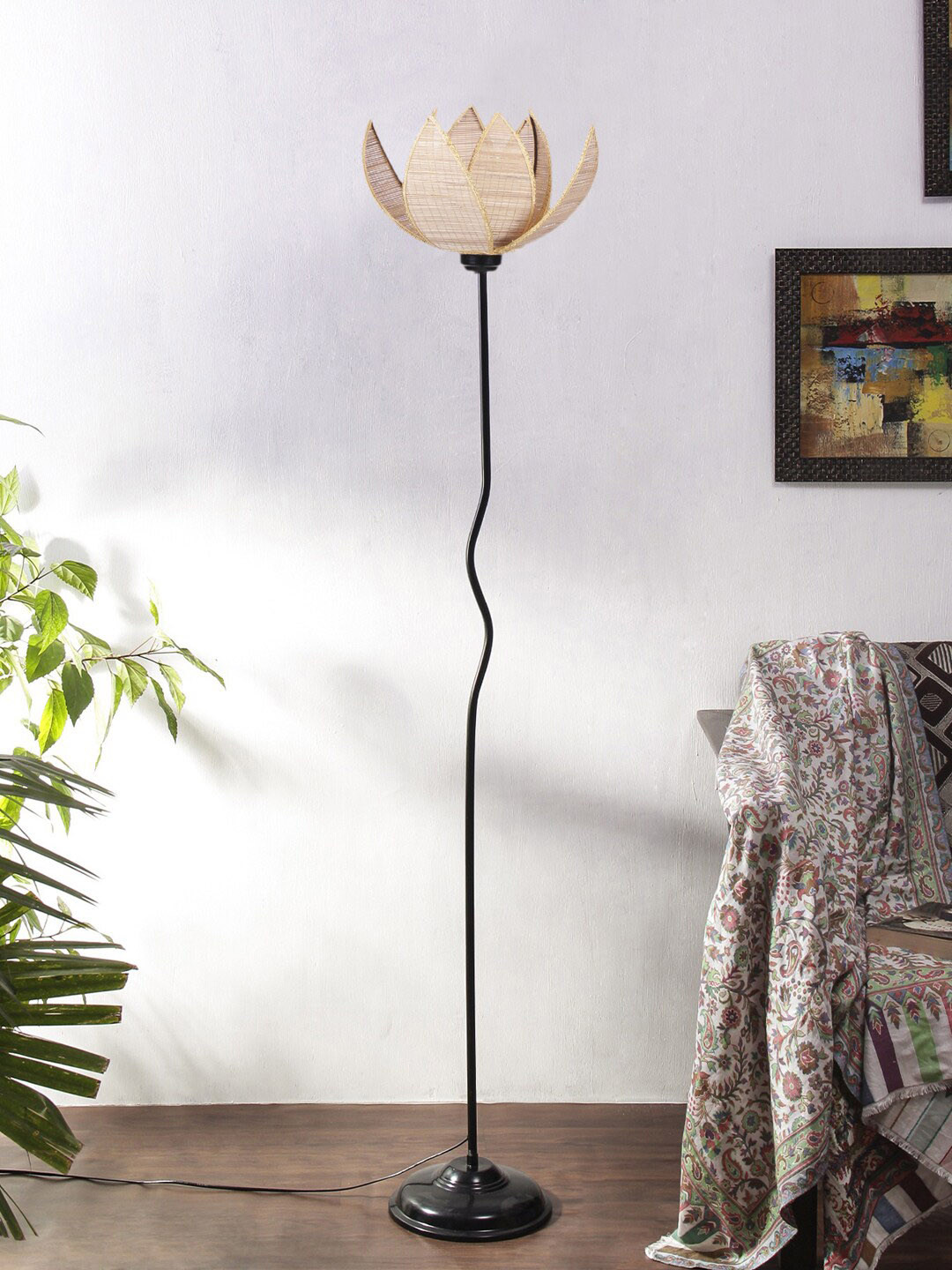 

Devansh Solid Bamboo Shade Iron Floor Lamp, Beige