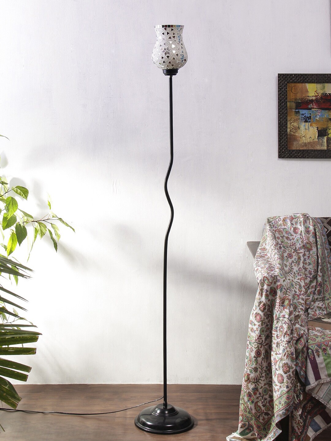 

Devansh White & Black Glass Shade Iron Floor Lamps