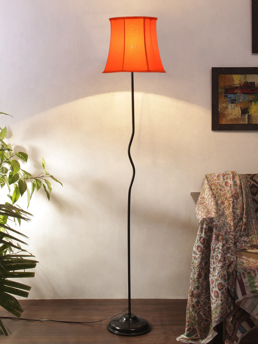 

Devansh Orange Colored & Black Cotton Shade Iron Floor Lamps