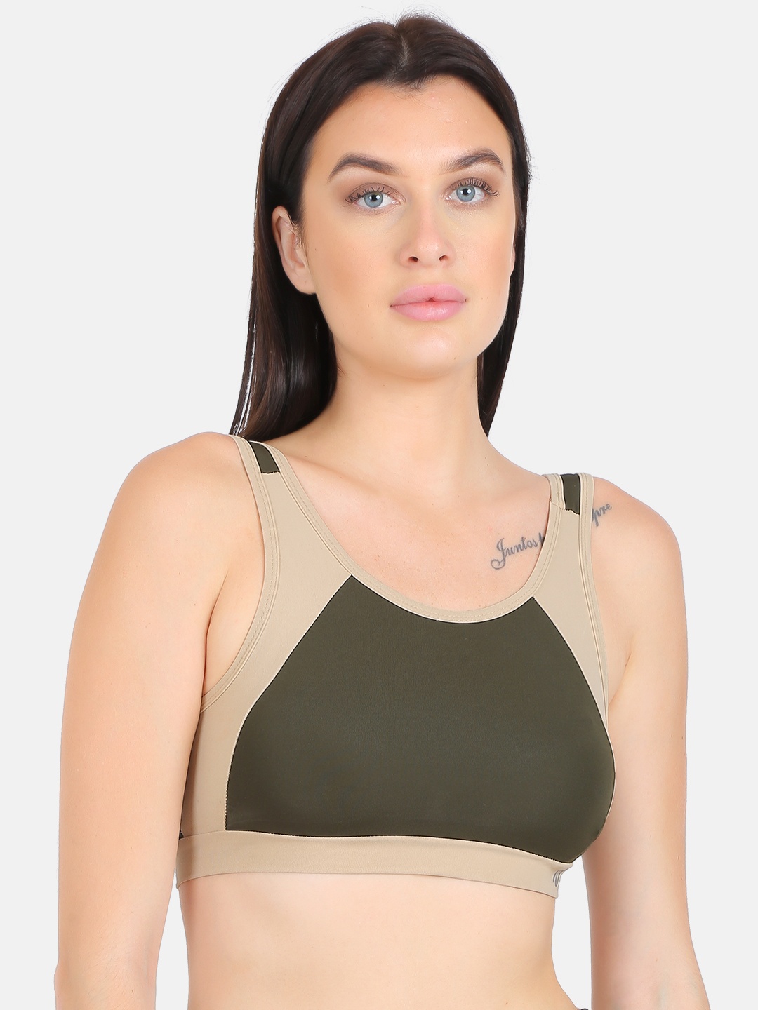 

N-Gal Colourblocked Non Padded Sports Bra NAWB01, Green