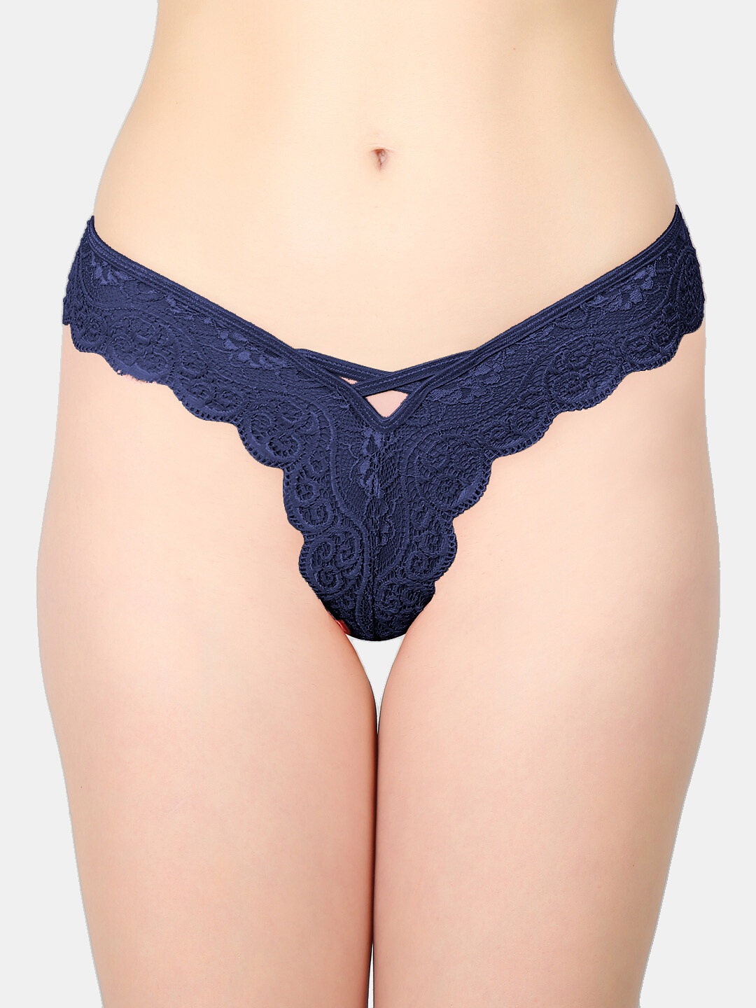 

N-Gal Women Self Design Thong Briefs, Navy blue