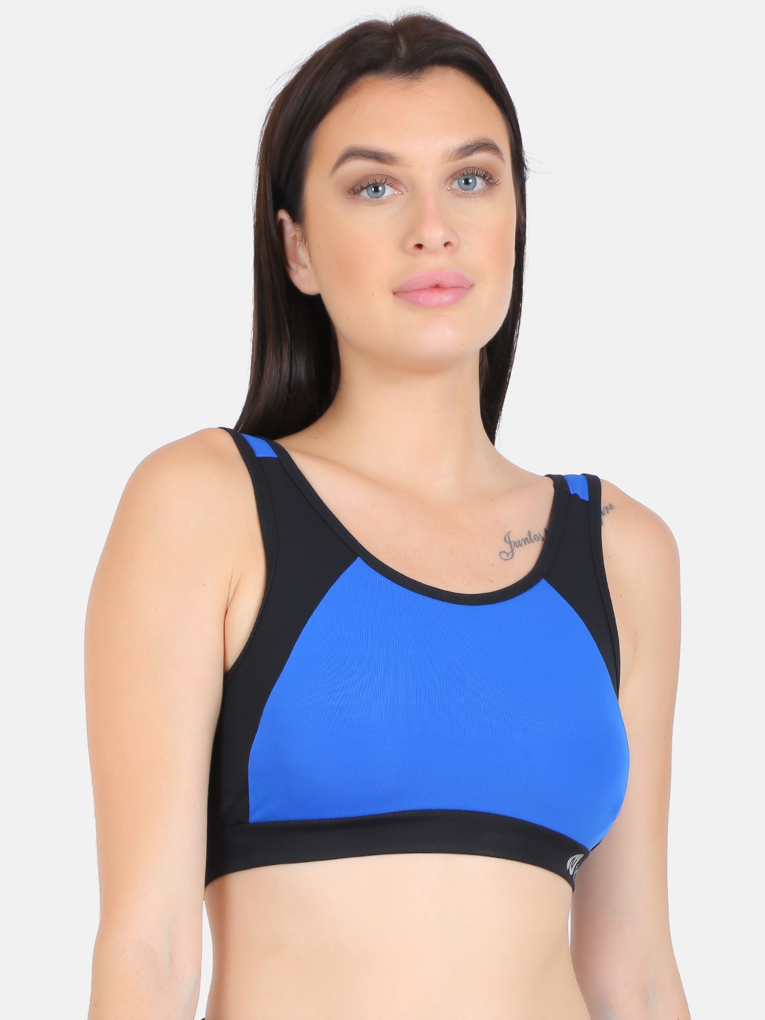 

N-Gal Colourblocked Non Padded Sports Bra, Blue