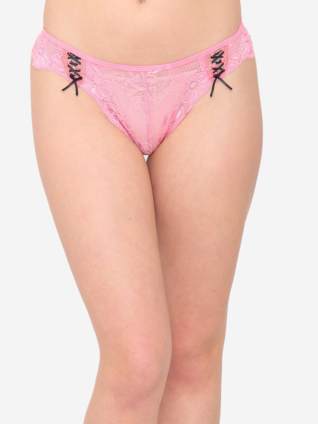 

N-Gal Women Self Design Bikini Briefs, Pink